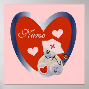 Nurse Bear With Heart T-shirts and Gifts Poster