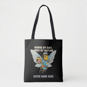 Nurse Bee Hero Retro Cartoon Medical Healthcare Tote Bag