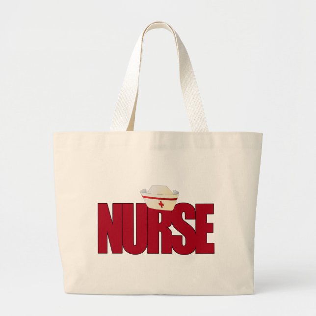 NURSE BIGRED with Cap Large Tote Bag (Front)