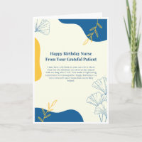 Nurse Birthday Card From Grateful Patient