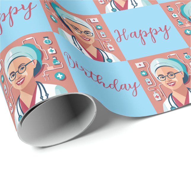 Nurse Birthday Gift Wrap (Roll Corner)