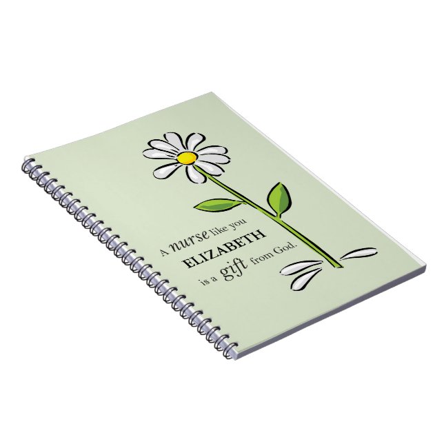 Nurse Birthday Religious Green Daisy Personalised Notebook (Right Side)