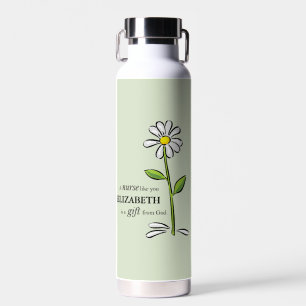 Nurse Birthday Religious Green Daisy Personalised Water Bottle