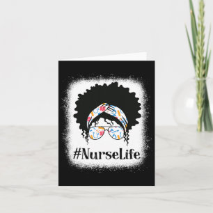 Nurse Black Afro Messy Bun African American Women Card
