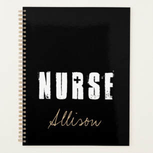 Nurse Black and Gold Stylish Personalised Planner