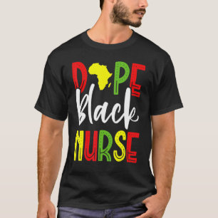 Nurse Black Woman Magic Afro Melanin Queen Black H T-Shirt