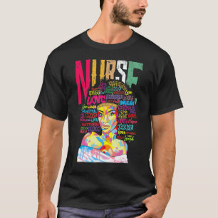 Nurse Black Woman Magic Afro Melanin Queen Black H T-Shirt