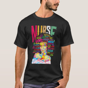 Nurse Black Woman Magic Afro Melanin Queen Black H T-Shirt
