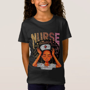 Nurse Black Woman Magic Afro Melanin Queen Black H T-Shirt