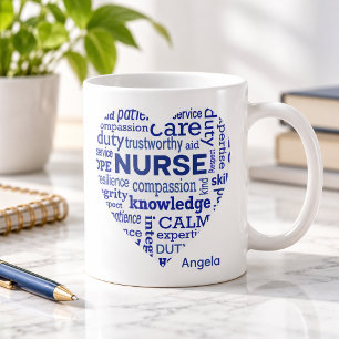 Nurse Blue Heart Values Appreciation Custom Coffee Mug