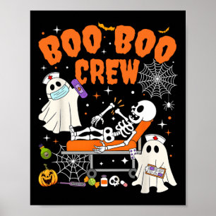 Nurse Boo Boo Crew Ghost Skeleton Nurse Halloween Poster