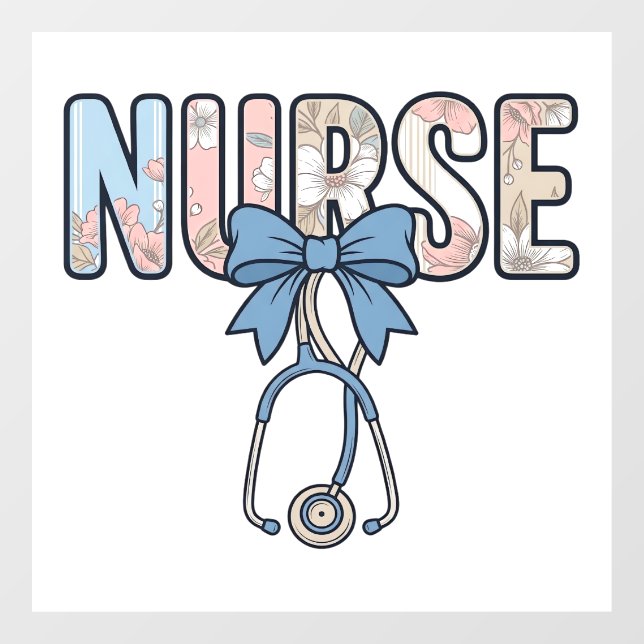 Nurse Bow Stethoscope Vintage Floral (Sheet)