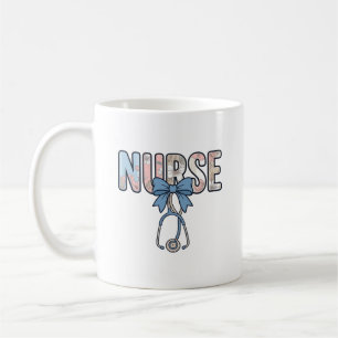 Nurse Bow Stethoscope Vintage Floral Coffee Mug