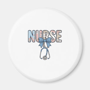 Nurse Bow Stethoscope Vintage Floral Magnet