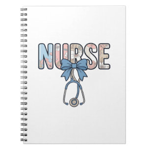 Nurse Bow Stethoscope Vintage Floral Notebook