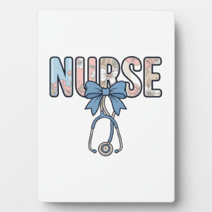 Nurse Bow Stethoscope Vintage Floral Plaque
