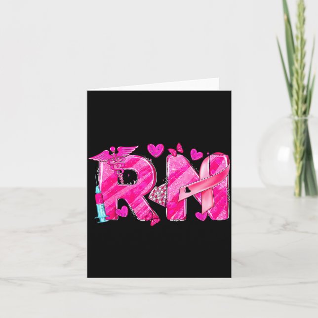 Nurse Breast Cancer Awareness Nk Ribbon Nursing Rn Card (Front)