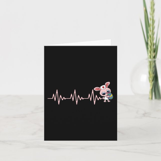 Nurse Bunny Heartbeat Easter Egg Hunting Rabbit Nu Card (Front)