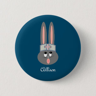 Nurse Bunny Medical Personalised Button