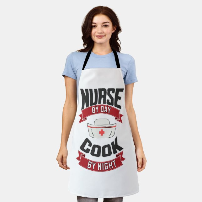 Nurse By Day. Cook By Night Humourous Cook's Apron (Worn)