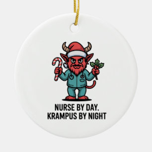 Nurse by Day Krampus by Night Nursing Nurse  Ceramic Tree Decoration