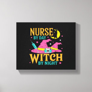 Nurse by Day, Witch by Night Cat Halloween Classic Canvas Print
