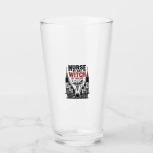 Nurse By Day Witch By Night Halloween Design_1 Glass