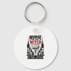 Nurse By Day Witch By Night Halloween Design_1 Key Ring