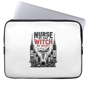 Nurse By Day Witch By Night Halloween Design_1 Laptop Sleeve