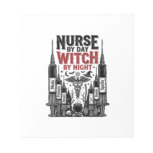 Nurse By Day Witch By Night Halloween Design_1 Notepad (Front)