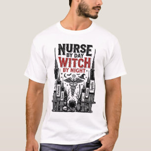 Nurse By Day Witch By Night Halloween Design_1 T-Shirt