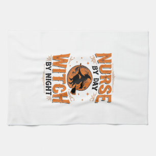 Nurse by Day Witch by Night Halloween Design_1 Tea Towel