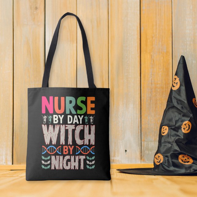 Nurse by Day Witch by Night Halloween Nursing Tote Bag (Creator Uploaded)