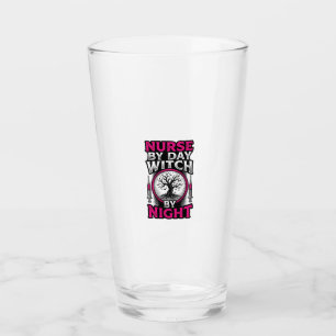 Nurse By Day Witch By Night Halloween Shirt Design Glass