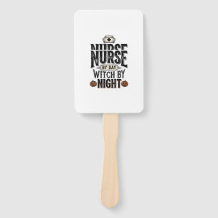 Nurse By Day Witch By Night Halloween Shirt Design Hand Fan