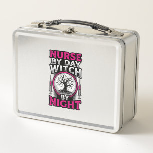 Nurse By Day Witch By Night Halloween Shirt Design Metal Lunch Box