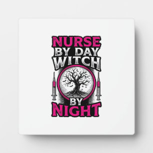 Nurse By Day Witch By Night Halloween Shirt Design Plaque