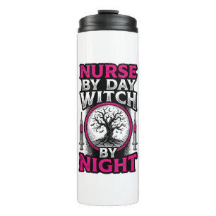 Nurse By Day Witch By Night Halloween Shirt Design Thermal Tumbler