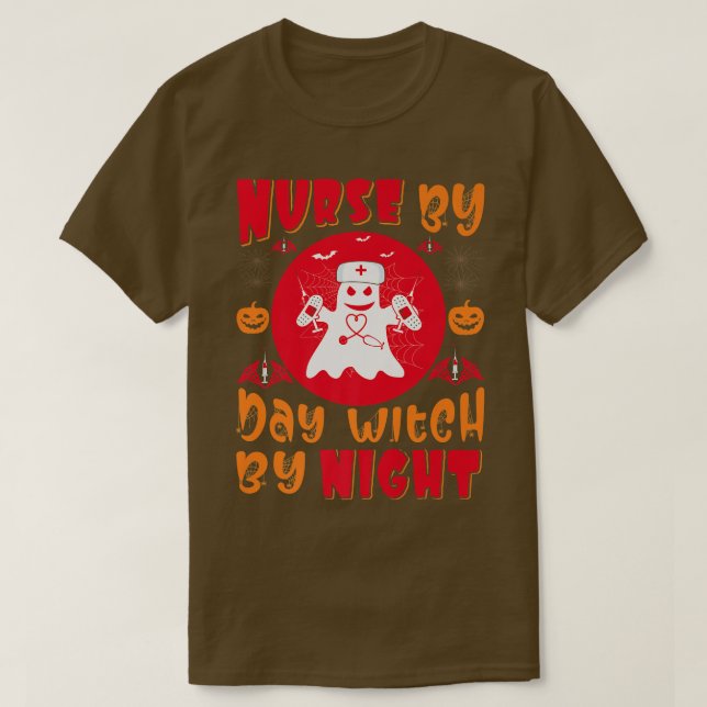 Nurse By Day Witch By Night  Halloween  T-Shirt (Design Front)