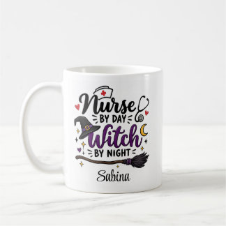 Nurse by Day Witch by Night Personalised Halloween Coffee Mug