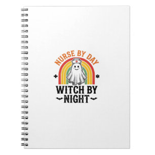 Nurse By Day Witch By Night Vintage Ghost Design_1 Notebook