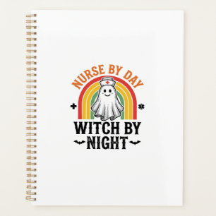 Nurse By Day Witch By Night Vintage Ghost Design_1 Planner