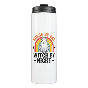 Nurse By Day Witch By Night Vintage Ghost Design_1 Thermal Tumbler