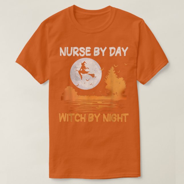 Nurse By Day Witch By Night Women Halloween  T-Shirt (Design Front)