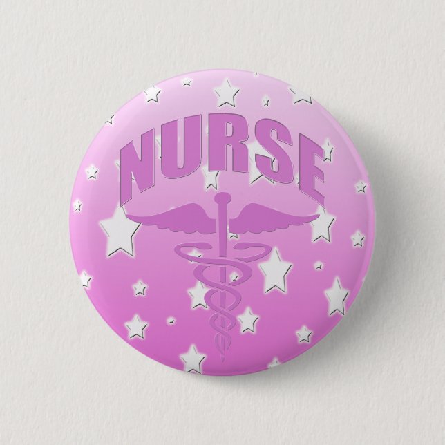 Nurse Caduceus Pink 6 Cm Round Badge (Front)