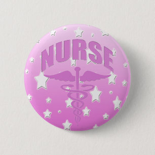 Nurse Caduceus Pink 6 Cm Round Badge