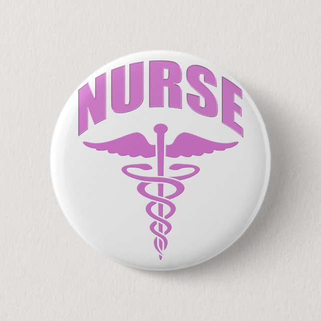 Nurse Caduceus Pink 6 Cm Round Badge (Front)