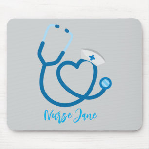 Nurse Cap Stethoscope Personalised Name Mouse Pad