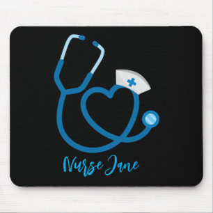 Nurse Cap Stethoscope Personalized Name Mouse Pad