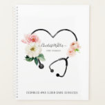 Nurse Caregiver Floral Stethoscope  Planner<br><div class="desc">A floral stethoscope theme planner for the busy nurse or caregiver to track your client schedule daily. Floral watercolor stethoscope.</div>